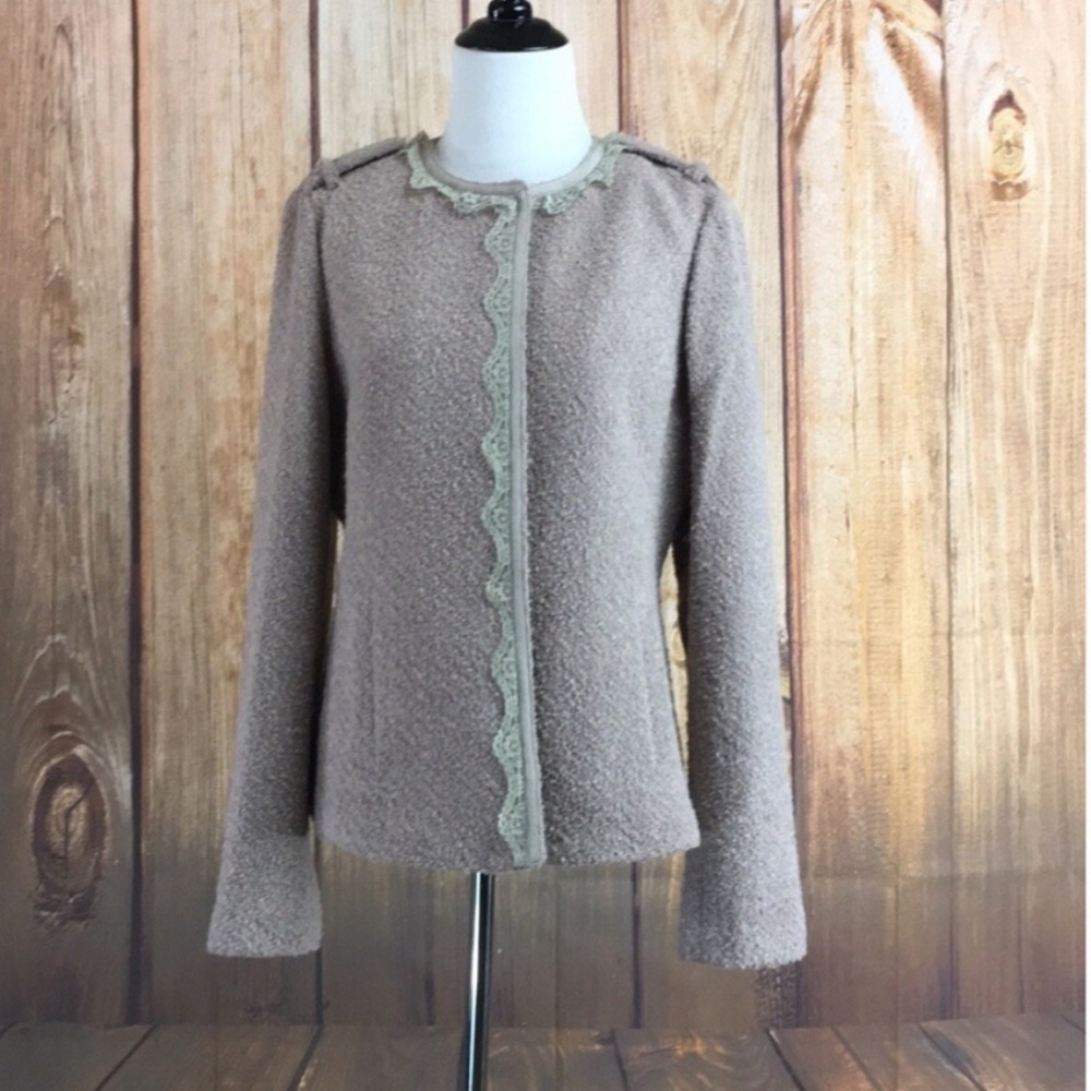 Banana Republic Lilac Purple with Lace Trim Wool Blend Jacket Size 8